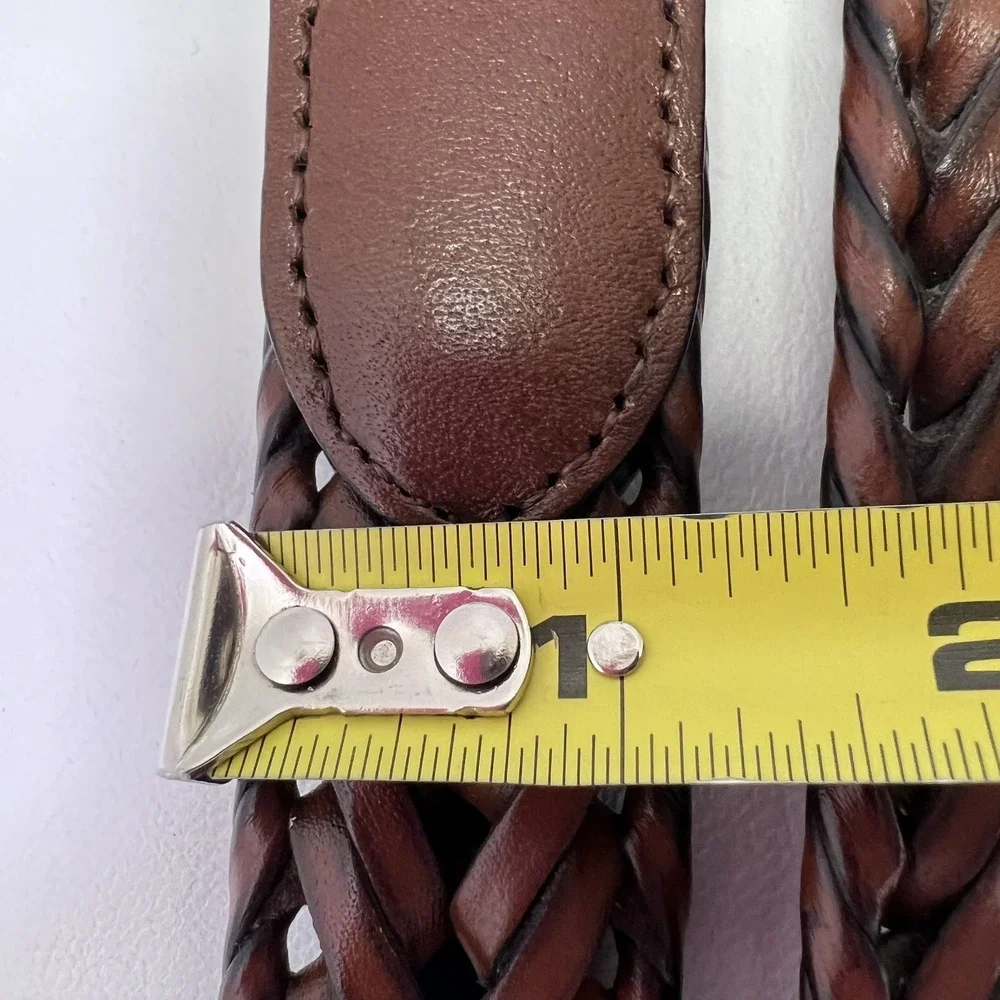 ROUNDTREE Brown Leather Braided Belt‎ Mens 39